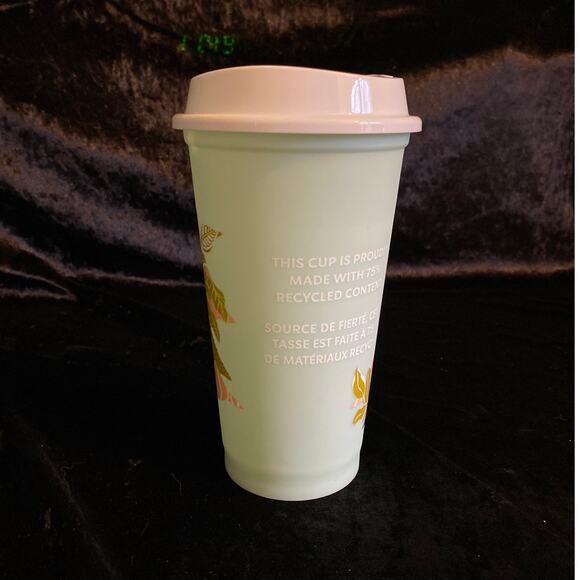 2013 Starbucks Earth Day Spring Mint Floral 75% Recycled Planet Recycling - Picture 3 of 8